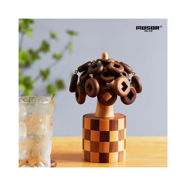 設計師款 櫸木實木發財樹隔熱墊 木質杯墊 原木餐桌隔熱墊木頭 創意禮物節日喬遷禮物 送朋友高檔禮品 桌面餐具防燙耐熱