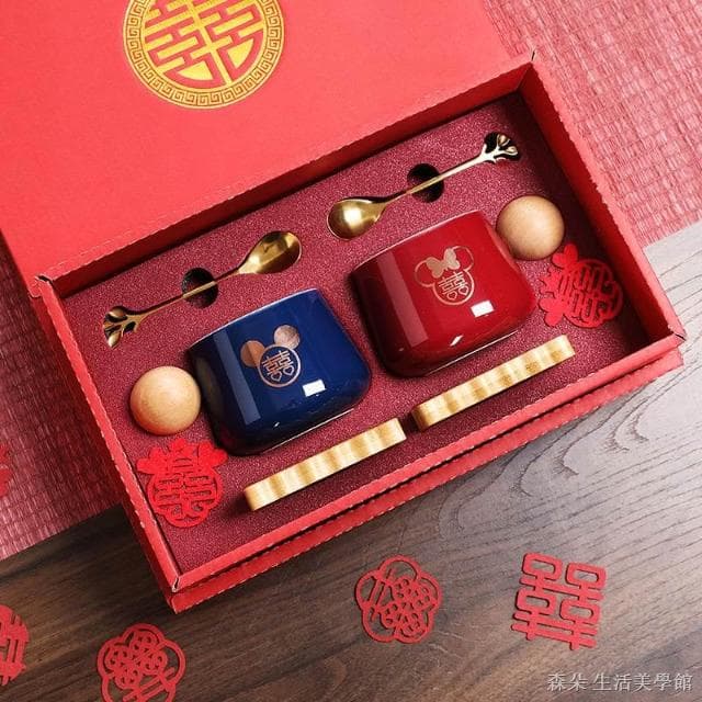 婚禮對杯 有意義的禮物 馬克杯組 馬克杯禮盒組 情侶對杯 創意結婚杯子套裝情侶喜杯子一對新婚送禮物新人閨蜜新娘訂婚實用