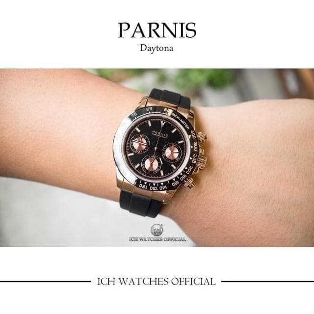 ICHco 實體門市 瑞士PARNIS柏尼時DAYTONA迪通拿三眼計時錶-潛水錶運動錶手錶男錶女錶石英錶機械錶生日禮物水鬼