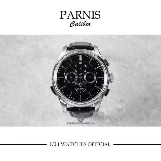 ICHco 實體門市 瑞士PARNIS CALIBER系列多功能月像機械錶-飛行錶大飛小王子運動錶潛水錶男錶女錶生日禮物情侶錶