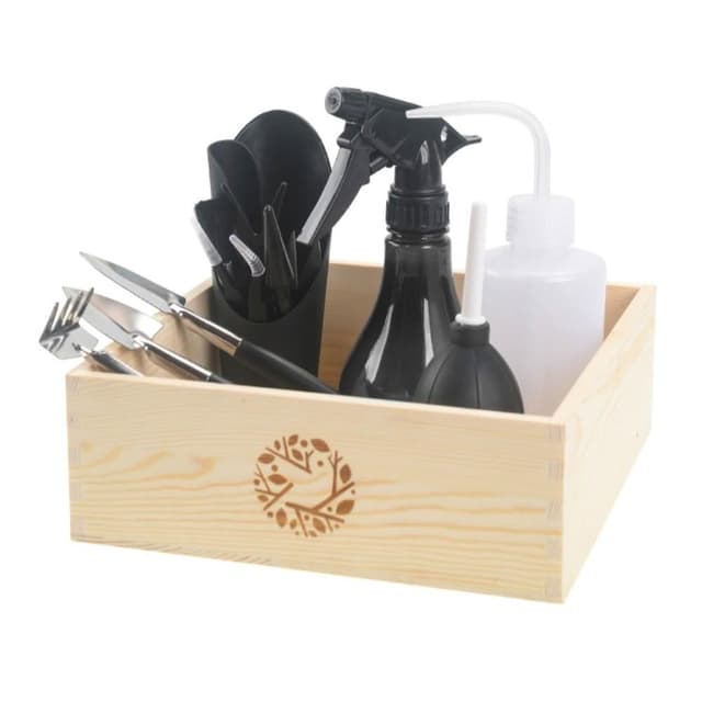 盆栽種植工具套裝 多肉工具套裝 盆栽種植家用植物修剪微景觀迷你小鏟子花鏟 14件套加實木工具盒