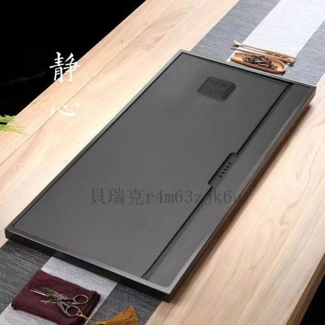 送禮佳品 獲奬作品烏金石茶盤浮鵰傢用茶託石闆茶具石盤茶海功夫茶具嵌入