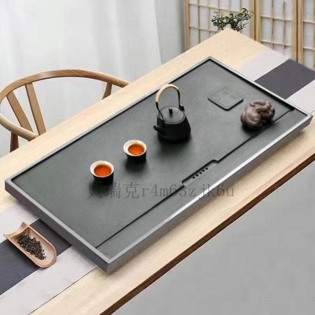 送禮佳品 獲奬作品烏金石茶盤浮鵰傢用茶託石闆茶具石盤茶海功夫茶具嵌入