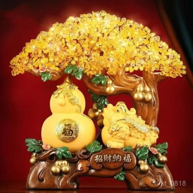 免運 招財葫蘆 貔貅擺飾 黃水晶發財樹 擺件 招財擺飾 客廳擺飾 玄關擺件 店鋪擺飾 風水擺件 入厝禮物 開幕送禮