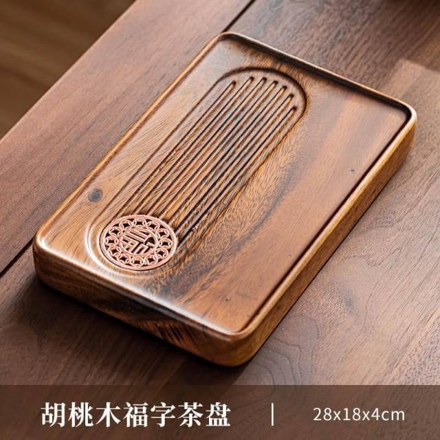 胡桃木茶盤家用小型號幹泡盤簡約輕奢功夫茶具茶臺整塊實木原木盤
