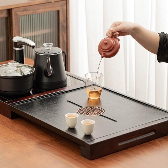 全自動茶盤高檔家用仿烏金石茶臺一體茶具套裝燒水實木盤功夫茶榕