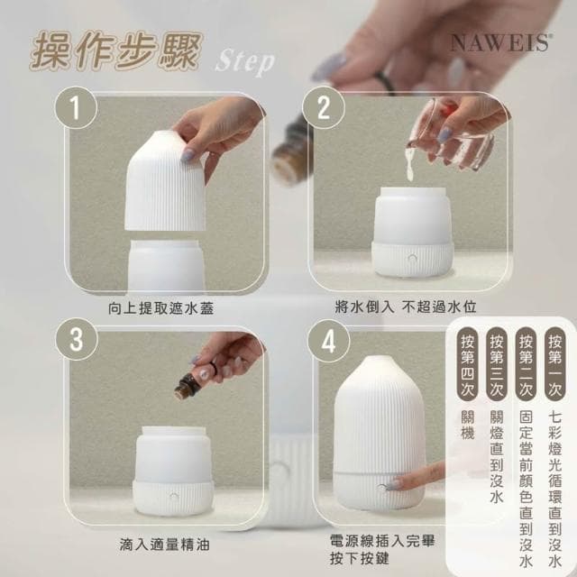 Naweis精油 Usb超聲波線條水氧機100ml 香氛機 香薰機 加濕器 超音波負離子 擴香機 家用芳香 薰香 薰香機 擴香