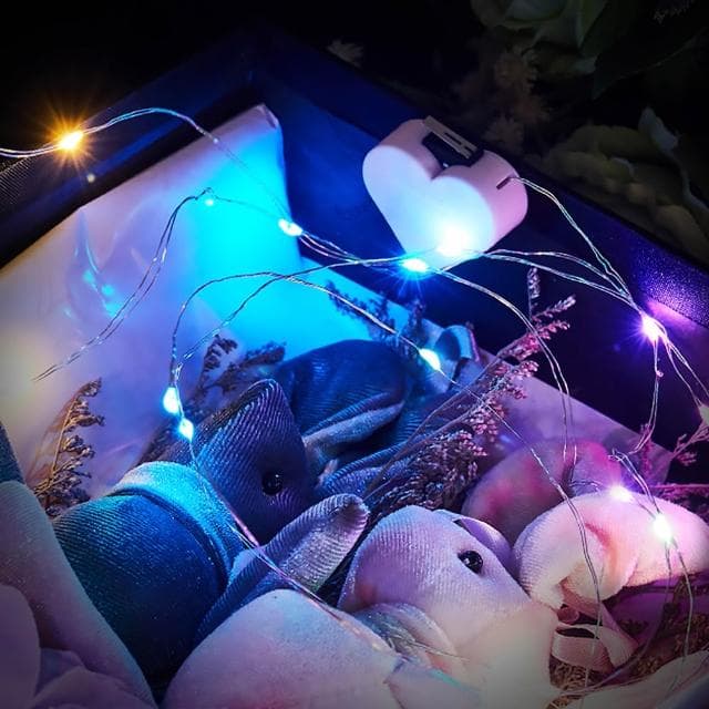 〔小島百貨〕啟動式 盒蓋 愛心燈 LED燈 銅線燈 禮盒送禮 LED銅線燈串 紐扣電池盒燈鮮花蛋糕禮盒銅線燈小彩燈星星串燈