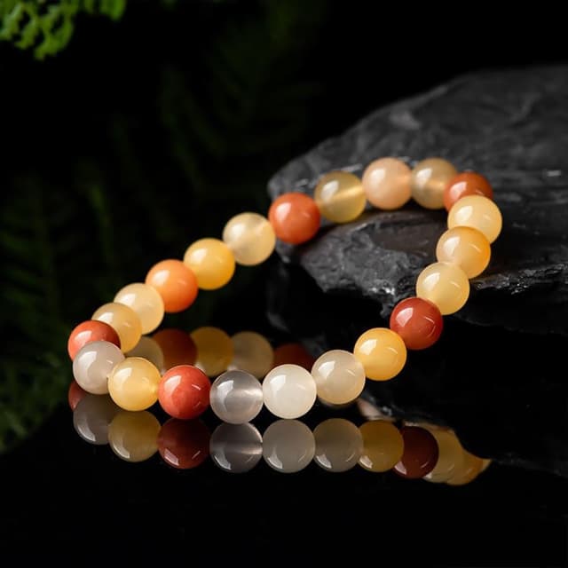 【EMMA SUE】黃玉手鍊 玉石手鍊 金絲玉手串 手鍊串珠 百搭飾品 新中式 小眾設計 招財納福 保平安 禮物 古風