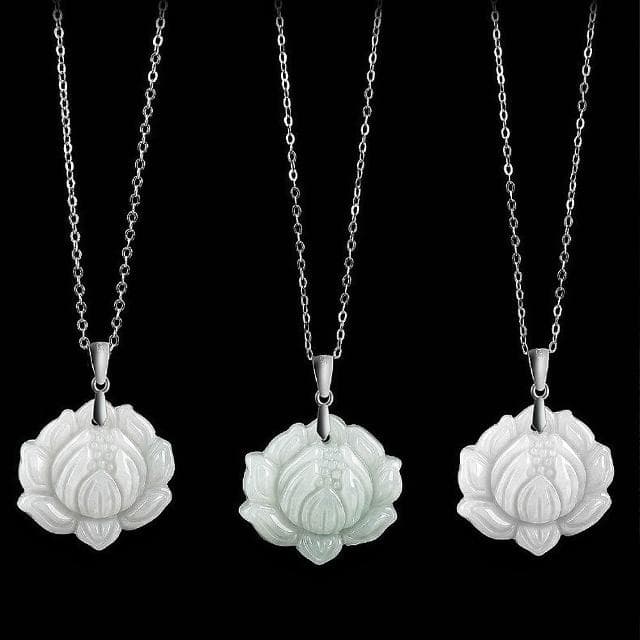【EMMA SUE】翡翠玉墜 蓮花項鍊 純銀項鍊 百搭飾品 玉項鍊 冰種玉 新中式 送長輩 禮物 玉石 玉佩 招財進寶