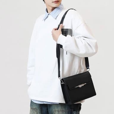 【EMMA SUE】硬殼包包 黑色包包 信封包 男士包包 高級感 包包 斜背包 口蓋包 斜背公事包 小方包 休閒通勤包 單肩包 禮物