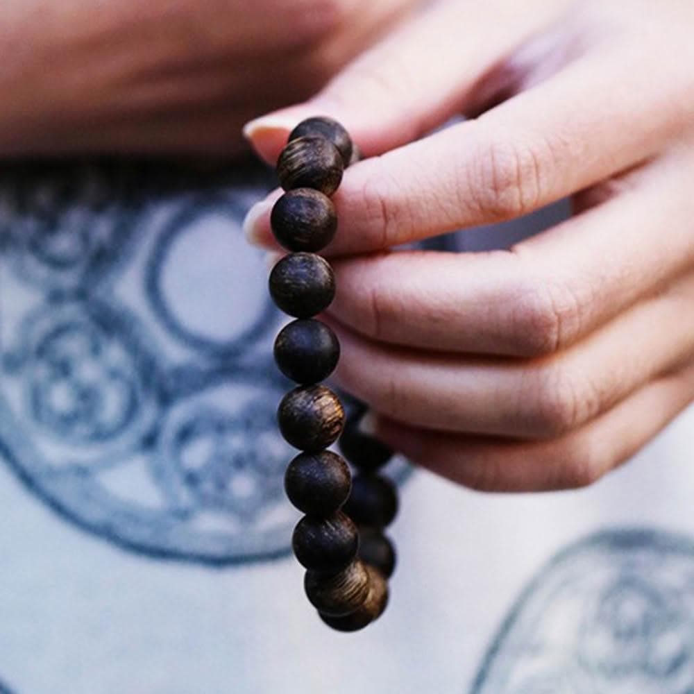 【EMMA SUE】開運手鍊 招貴人 生日禮物 女手鍊 佛珠 沉香手串 黑油老料手鍊 圓珠手鍊 手串 送長輩 送朋友 保平安 避邪手鍊