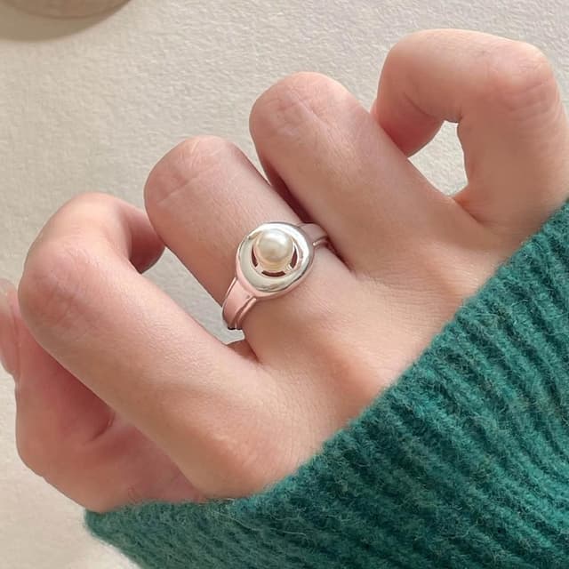 【EMMA SUE】戒指 S925 開口戒指 銀戒指 情侶戒指 INS風 禮物 生日禮物 閨密戒指 純銀 珍珠戒指 簡約 小紅書