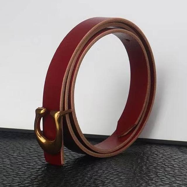 【EMMA SUE】真皮皮帶 禮物 搭配神器 皮帶 腰帶 真皮腰帶 黑色腰帶 洋裝腰帶 牛皮皮帶 紅色皮帶 細腰帶 女腰帶 C字腰帶 