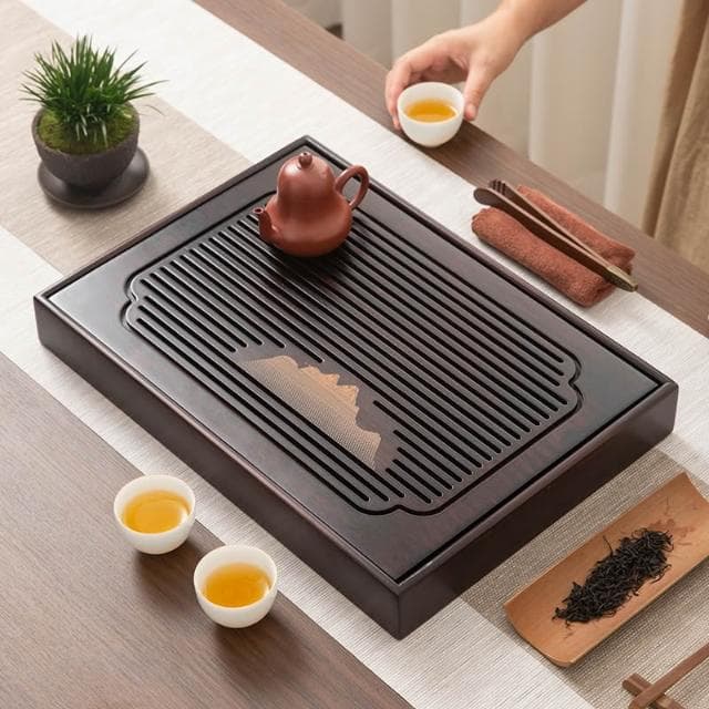 桃甜也居家生活  茶盤家用托盤新款功夫茶具組竹實木客廳瀝水儲水乾泡小茶台