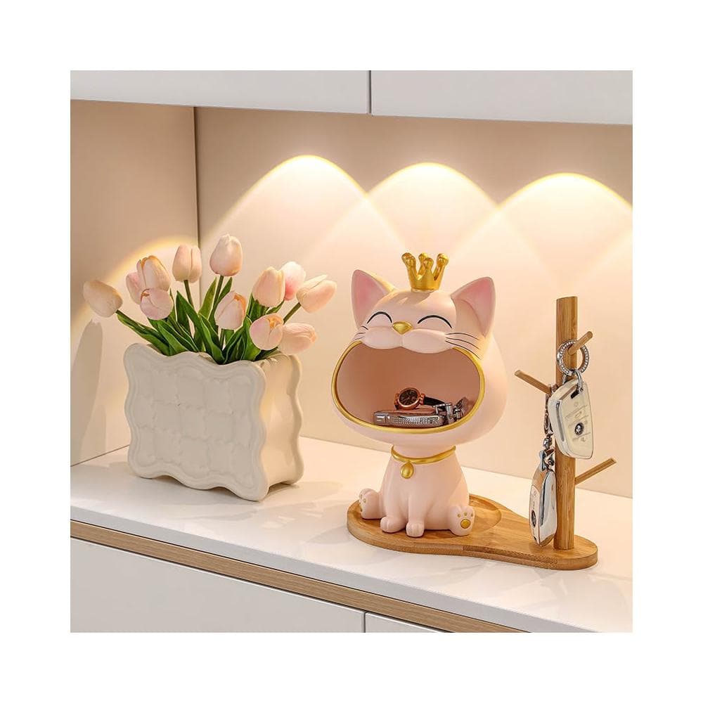 桃甜也居家生活 招財貓鑰匙收納玄關擺飾入戶門口鞋櫃新房家居裝飾品喬遷新居禮品