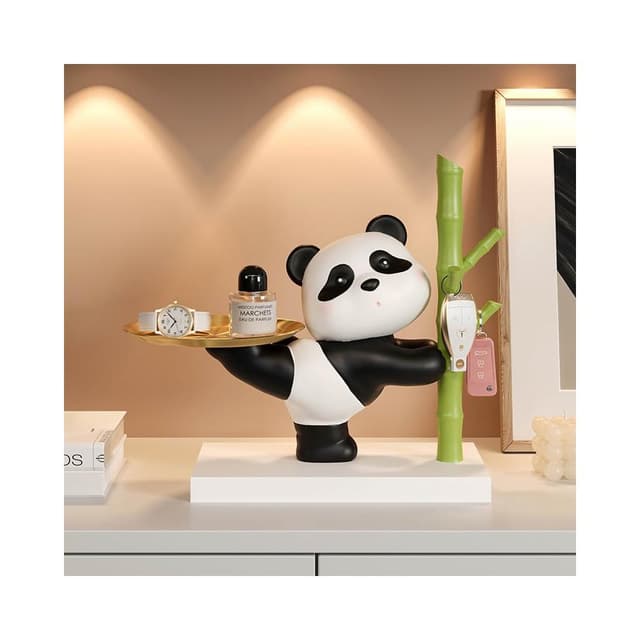 桃甜也居家生活 熊貓鑰匙收納玄關擺飾家居裝飾品入戶進門口客廳鞋櫃喬遷新居禮品