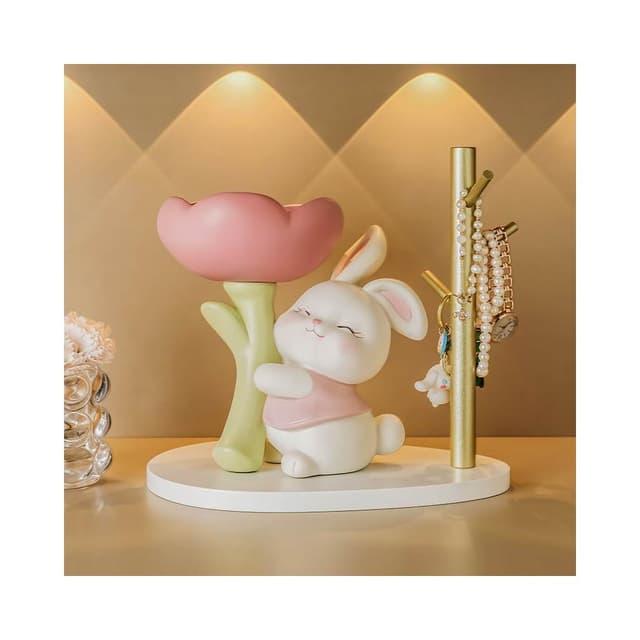 桃甜也居家生活 奶油風兔玄關擺件鑰匙收納置物架入戶鞋櫃家居裝飾喬遷新居禮物