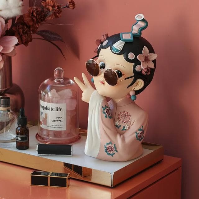 桃甜也居家生活 國潮藝術京劇女孩擺飾家居裝飾品客廳電視櫃酒櫃玄關喬遷新居禮品