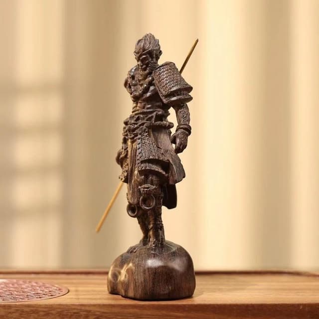 桃甜也居家生活 沉香手工精工雕刻黑孫悟空擺件文玩男孩生日禮物客廳桌面送禮佳選