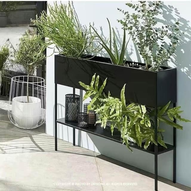 輕奢露天花架 陽臺花架 花盆 庭院花架 盆栽架 多肉植物架 戶外雙層大型花架 歐風植物架室外陽臺落地式花架