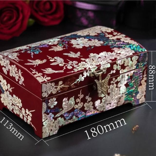 高顏值設計 螺鈿首飾盒高檔珠寶盒結婚禮物木質耳飾品項鏈