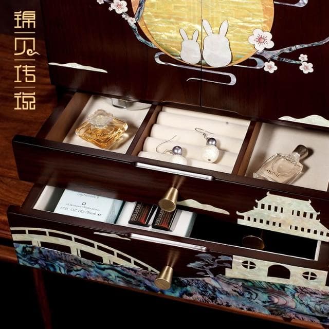 錦貝傳說螺鈿首飾盒大容量珠寶收納實木珠寶生日高檔禮品送長輩