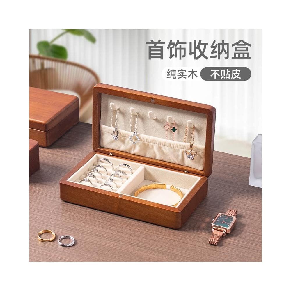 木質首飾盒精緻高檔飾品盒大容量黃金耳飾項鏈飾品頭飾收納盒結婚