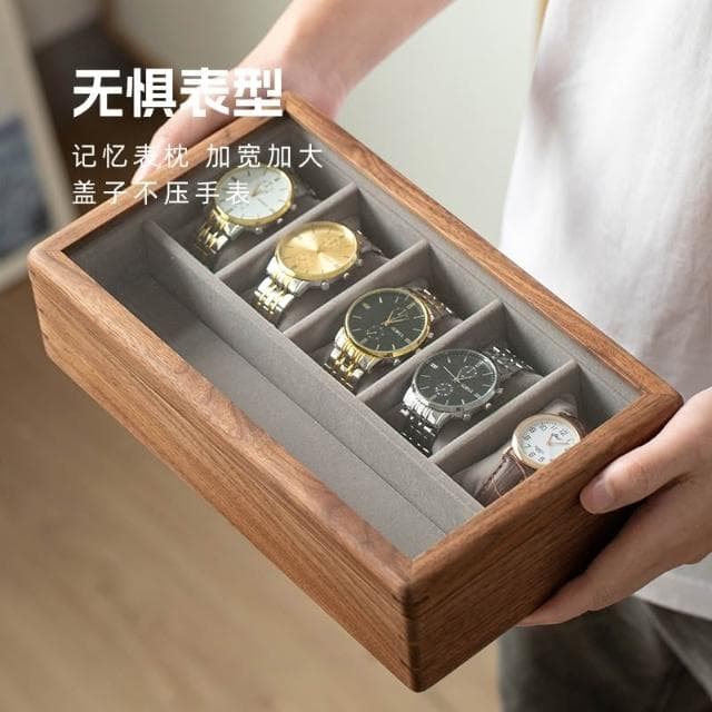 實木高級手錶盒收納盒精緻玻璃品質絨布機械表腕表展示盒首飾盒