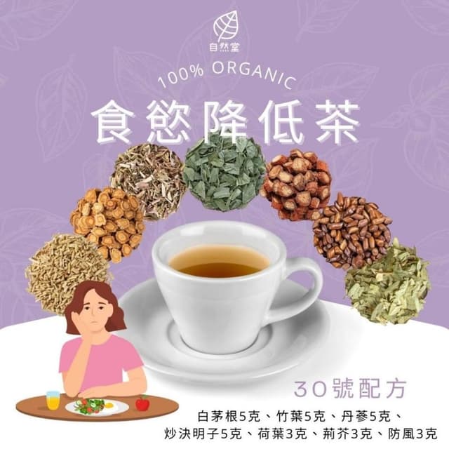 降低食慾茶 15gx1包 養生茶 調理 養身茶包 中藥茶代謝茶 白茅根 竹葉 丹蔘 炒決明子 荷葉 荊芥 防風