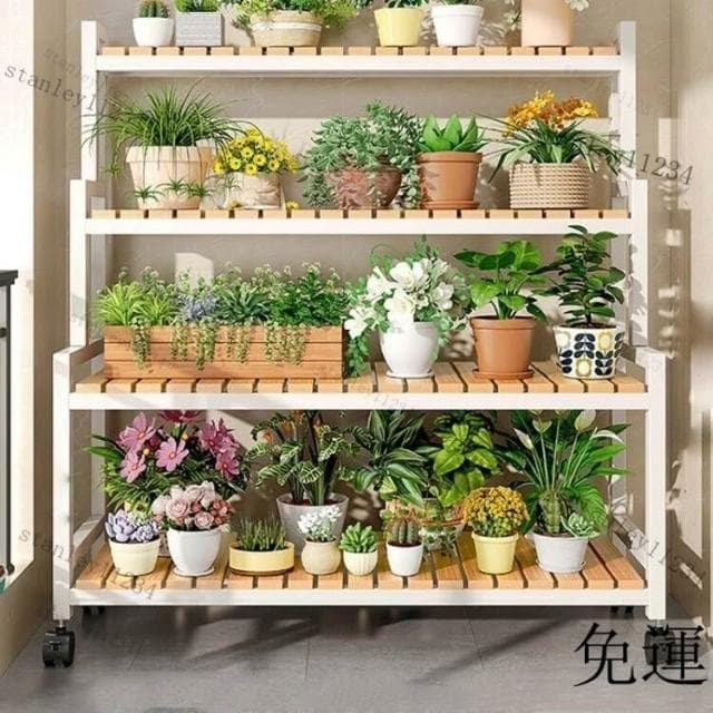 💖花盆架盆栽架子 花盆架 植物架 盆栽架子 2024新款花架可移動帶輪置物架階梯客廳落地式多層花架子陽臺室外