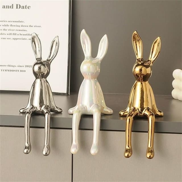 玄關擺件 陶瓷兔子擺件 酒櫃擺件 家居裝飾 房間裝飾 客廳裝飾 喬遷禮物 家居裝飾 入厝擺件