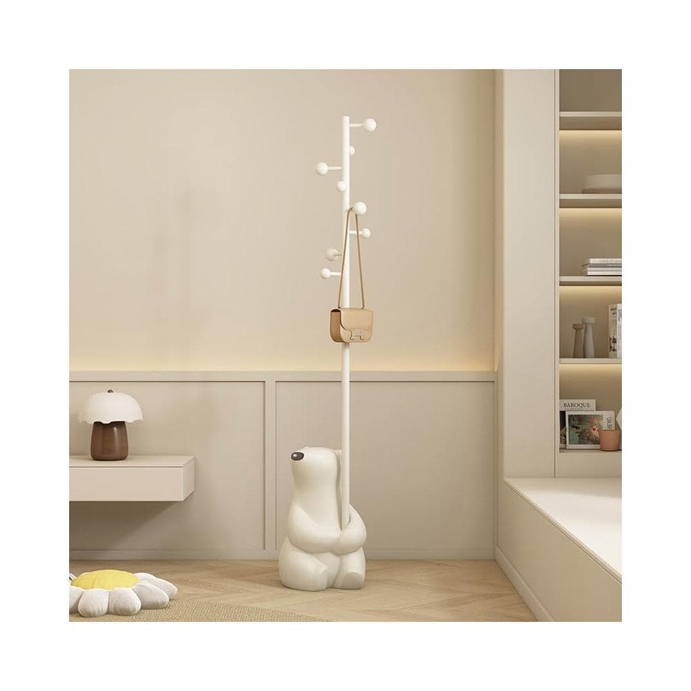 衣帽架 原創設計笨笨熊衣帽架 落地臥室奶油風掛衣包架 喬遷新居禮物擺件