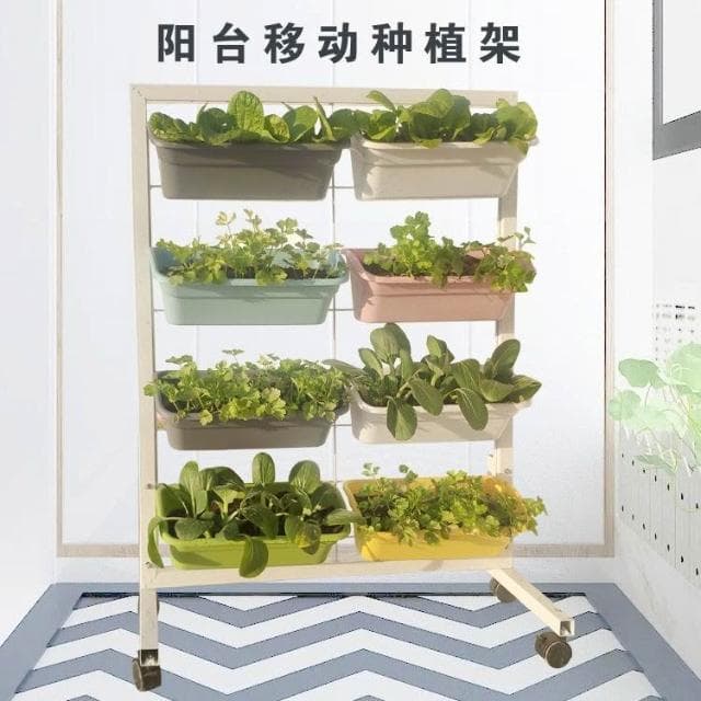 花架 盆栽架 植物架 室外落地式鐵藝移動花架封閉陽臺蔬菜種植架帶輪多層樓頂種菜神器