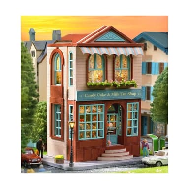 大旺小舖:DIY小屋迷你家園  滿星甜品店 袖珍屋娃娃屋材料包 生日結婚母親節情人節聖誕交換禮物 實體店面