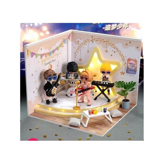大旺小舖: diy袖珍娃娃屋材料包追夢少年  比例1/12 大型 生日結婚母親節情人節聖誕交換禮物 實體店面