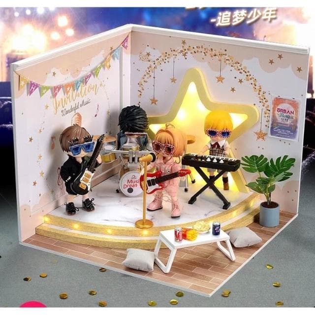 大旺小舖: diy袖珍娃娃屋材料包追夢少年  比例1/12 大型 生日結婚母親節情人節聖誕交換禮物 實體店面