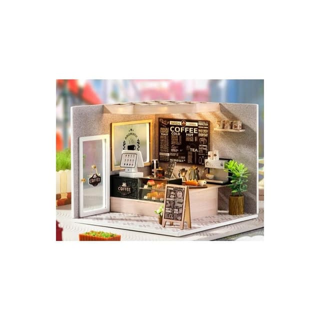 大旺小舖:台北現貨DIY小屋悠然咖啡店 我的小場景系列 袖珍屋娃娃屋材料包 生日結婚母親節情人節聖誕交換禮物 實體店面
