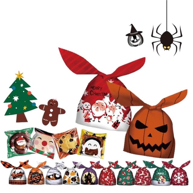 禮物袋 聖誕節 萬聖節 糖果袋 自黏袋 餅乾袋 雪Q餅 兔耳朵禮物袋 禮品袋 餅乾包裝袋 包裝袋 包裝 禮物 節慶