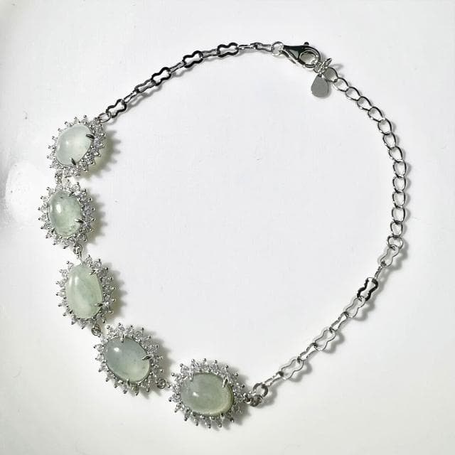 【玉我翡翠】925銀手鍊 手鏈 純銀 銀飾 緬甸A貨翡翠 純銀手鏈 A7904 玉我翡翠  情人節禮物