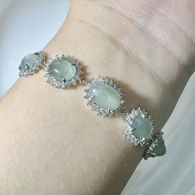 【玉我翡翠】925銀手鍊 手鏈 純銀 銀飾 緬甸A貨翡翠 純銀手鏈 A7904 玉我翡翠  情人節禮物