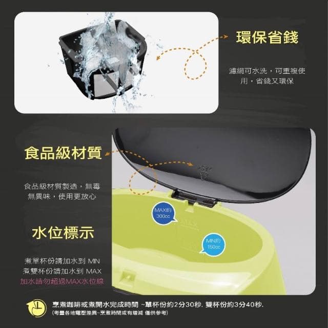 【WONDER 旺德】WONDER旺德 雙層玻璃杯雙人咖啡機 WH-L03D