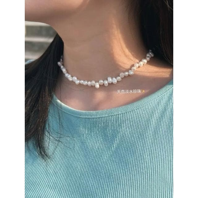 𝟏𝟒𝟒.𝒔𝒆𝒍𝒆𝒏𝒆＊天然淡水珍珠項鍊 不規則珍珠!質感超讚( ˙³˙)✨珍珠頸鏈𓂃⟡.·