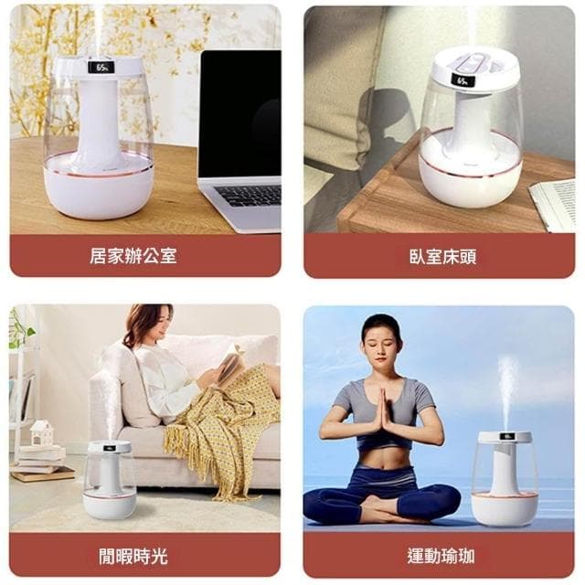 芯毅 雙噴加濕器 氛圍夜燈 斷電保護 數字屏顯加濕器 桌面大霧量 靜音加濕器 空氣凈化器 水氧機 usb
