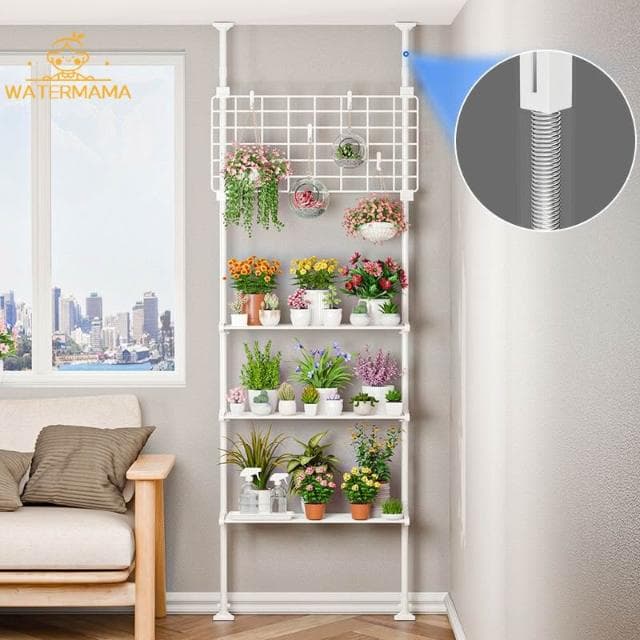 多肉花架置物架 陽臺層架 頂天立地客廳支撐杆 展示架室內植物擺放架 陽台置物架 植栽架 窗臺 花架壁掛植物架 植物掛架
