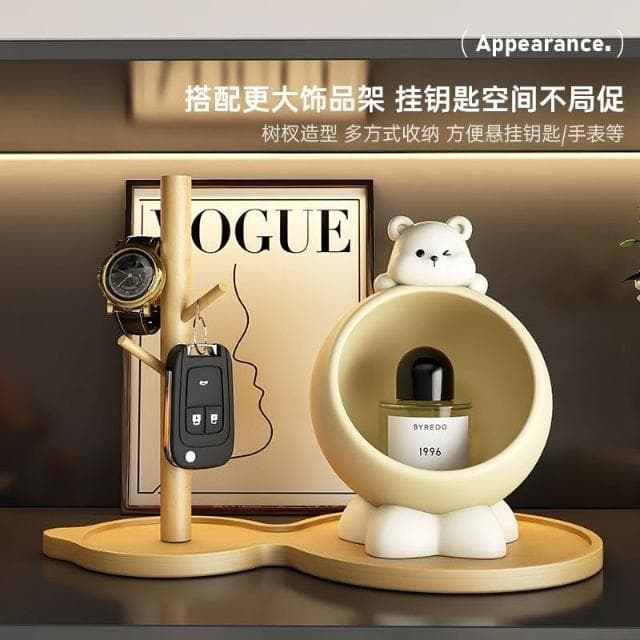 小熊置物架 玄關置物架 鑰匙收納 放鑰匙 玄關鑰匙收納 置物架 桌麵擺件 玄關擺飾 喬遷 禮品