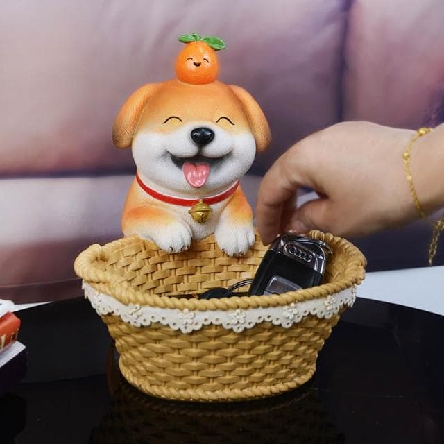 創意發財狗擺件玄關鑰匙收納儲物桌面糖果電視家居裝飾品喬遷禮品