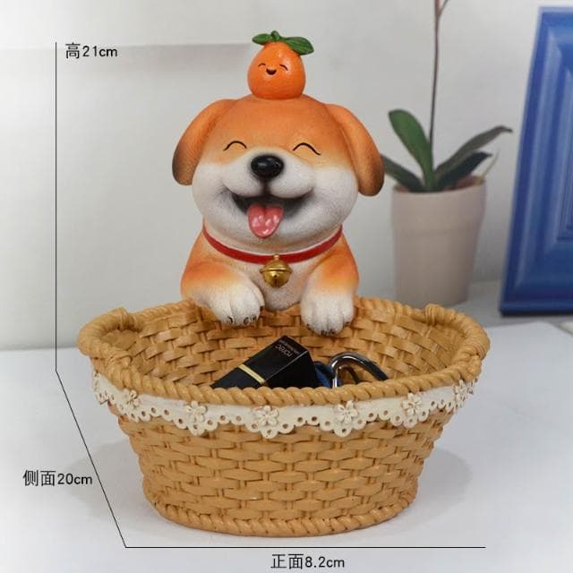 創意發財狗擺件玄關鑰匙收納儲物桌面糖果電視家居裝飾品喬遷禮品