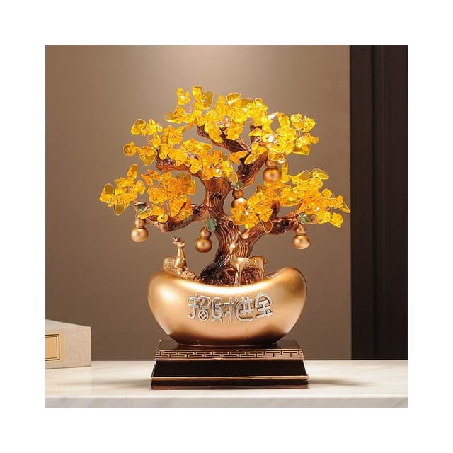 發財樹搖錢樹金元寶新中式擺件辦公室前臺酒櫃裝飾喬遷開業禮物品
