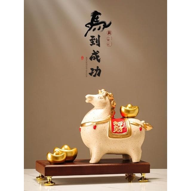 新中式陶瓷馬上有錢擺件辦公室玄關開業喬遷禮物客廳酒櫃裝飾品